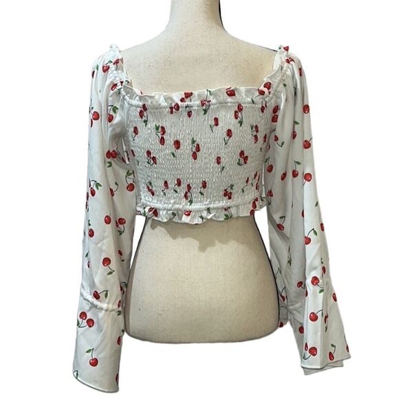 FTF Off the Shoulder Cherry🍒 Print Top - Picture 7 of 10